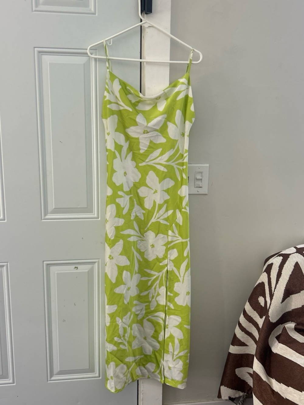 Lime Green Floral Slip Dress
